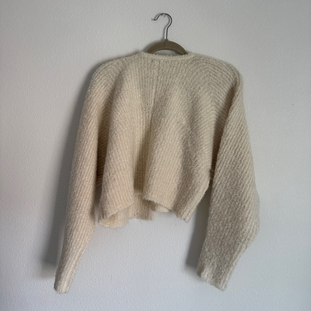 Wild Fable Boucle Cream Cardigan with Gold Accents Medium - Picture 3 of 5